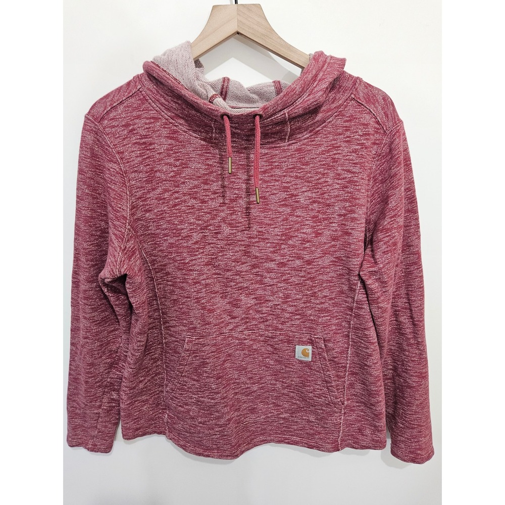 Carhartt Womens Slightly Ftted Hoodie Space Dye Burgundy Pullover 102481 L 12-14
